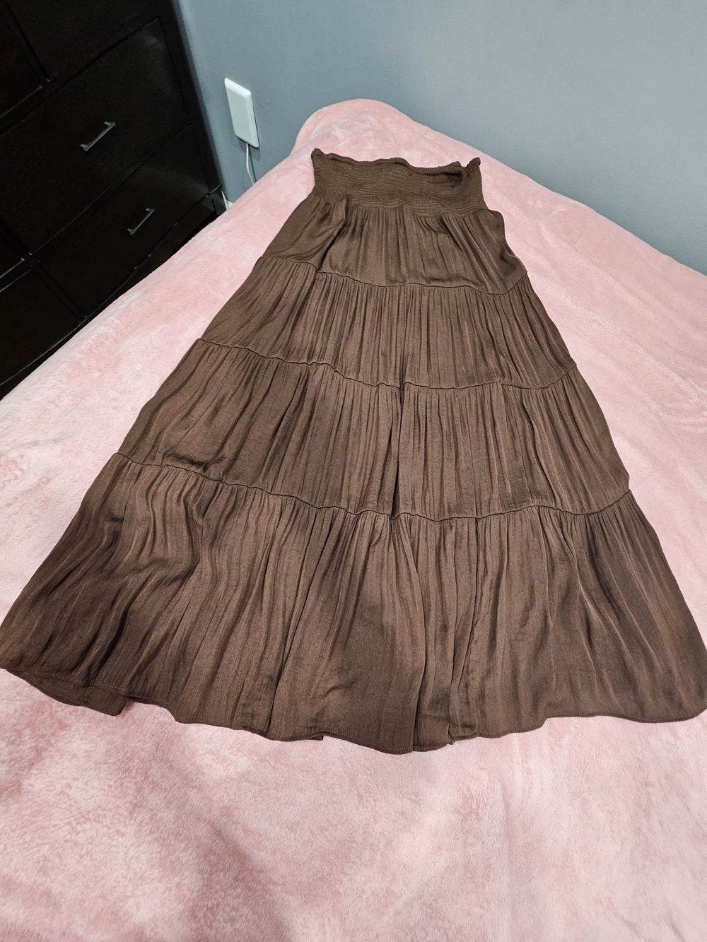 indigo soul Brown Smocked Waist Maxi Skirt - Picture 2 of 5